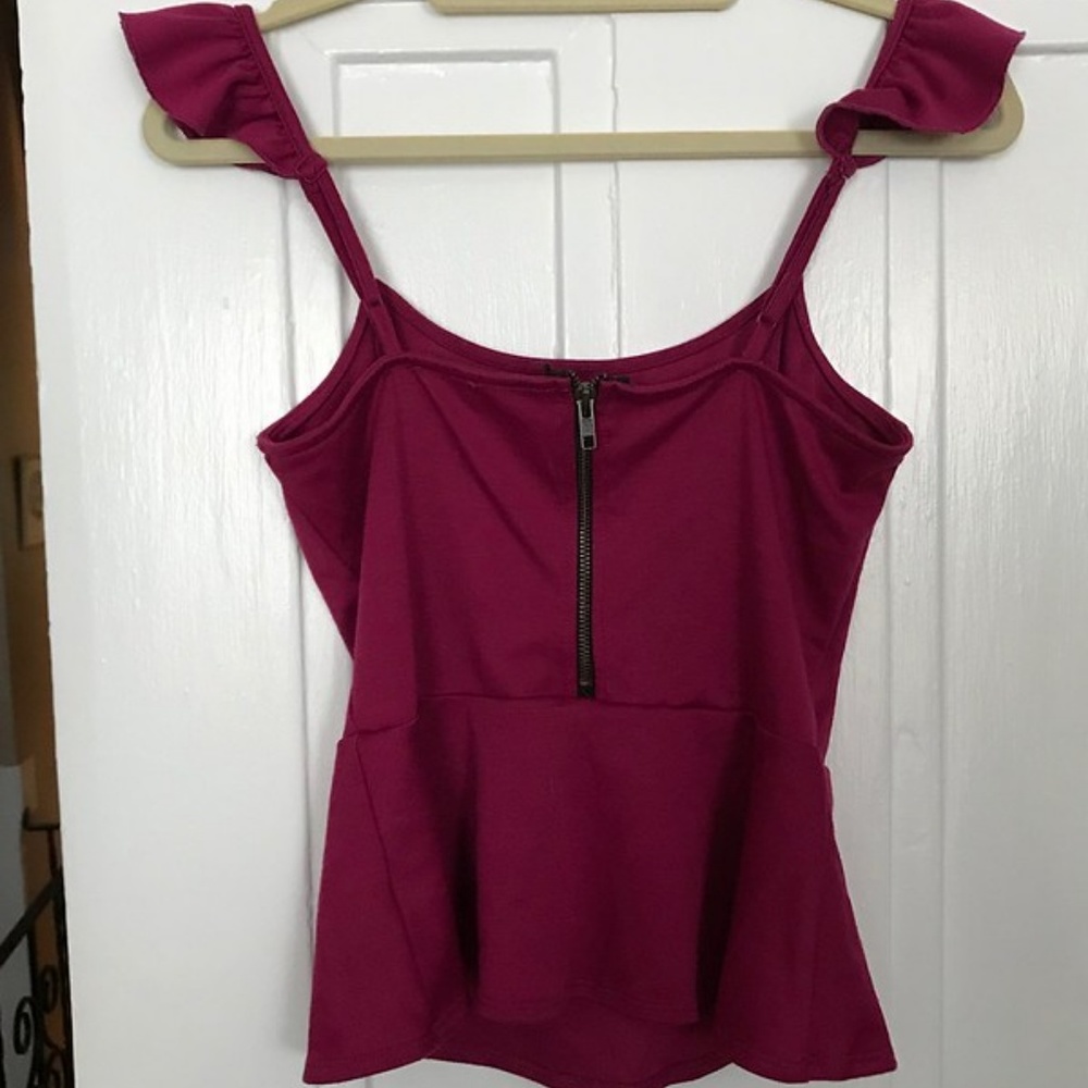 Sparkle and Fade Raspberry Peplum Top - Picture 6 of 6